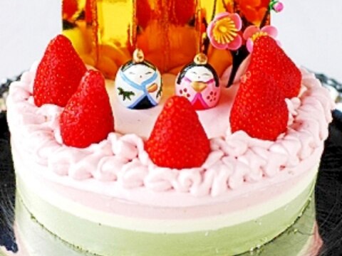 雛祭り用三段レアチーズケーキ
